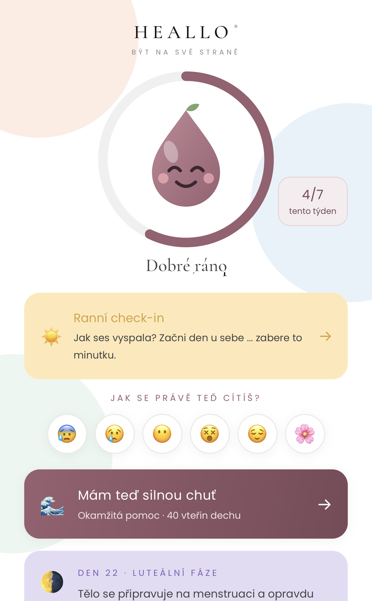 Aplikace Híly · ranní přehled, check-in a okamžitá pomoc